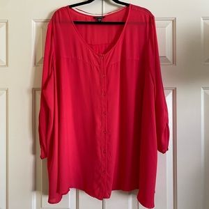 PLUS SIZE George Red Button Down Blouse
